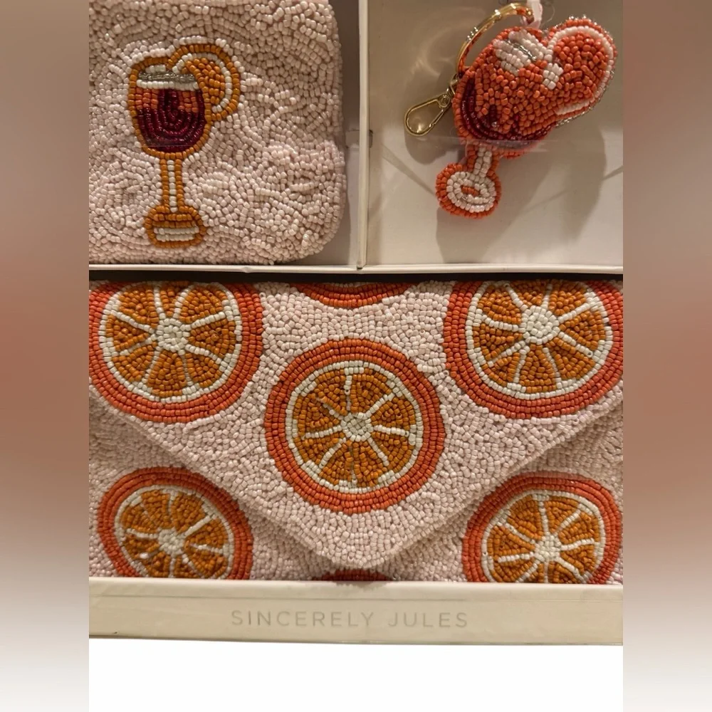 Sincerely Jules Citrus Beaded Clutch Set in Orange and Pink - Picture 2 of 6
